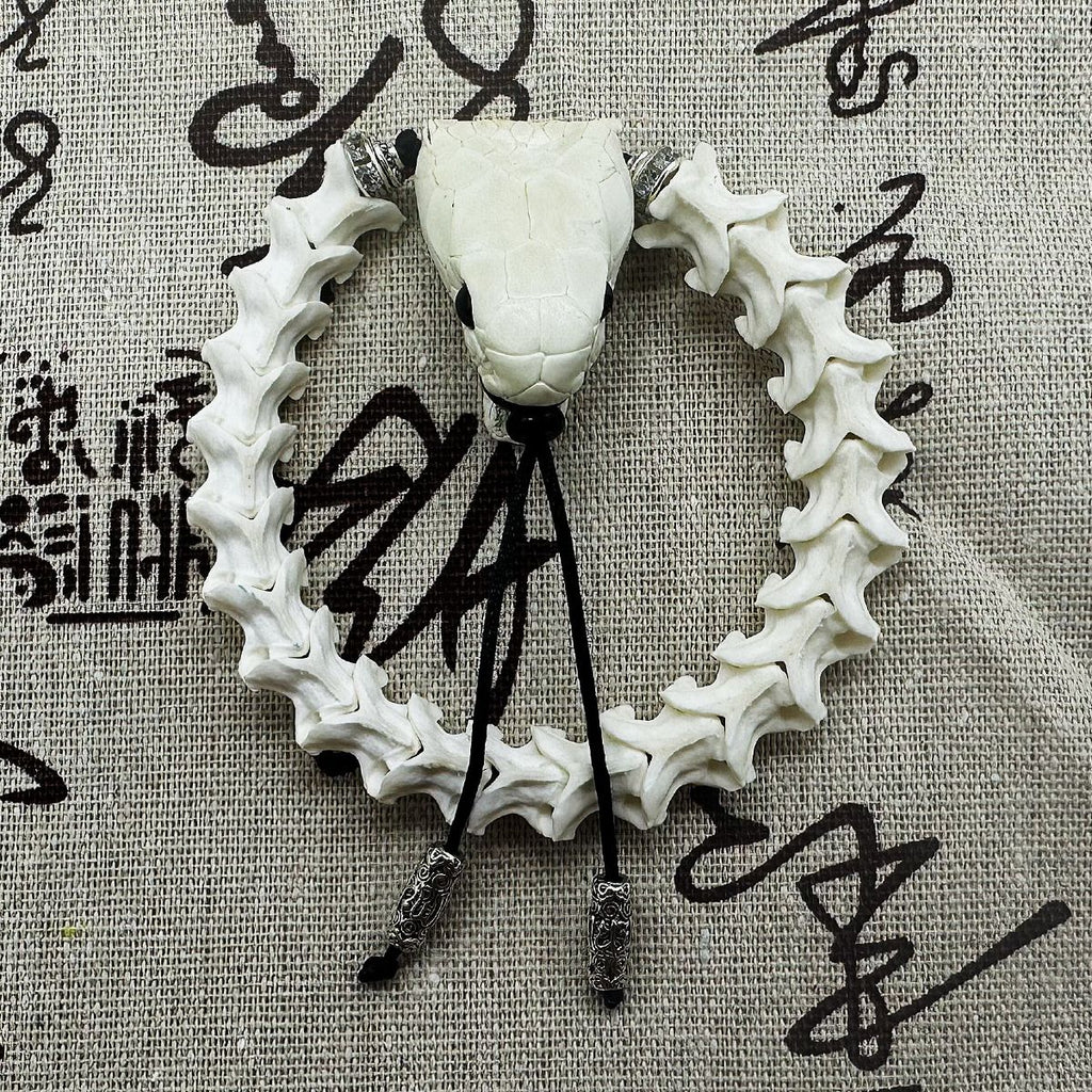 Handcrafted Real Snake Bone Bracelet with Natural Vertebrae & Beads