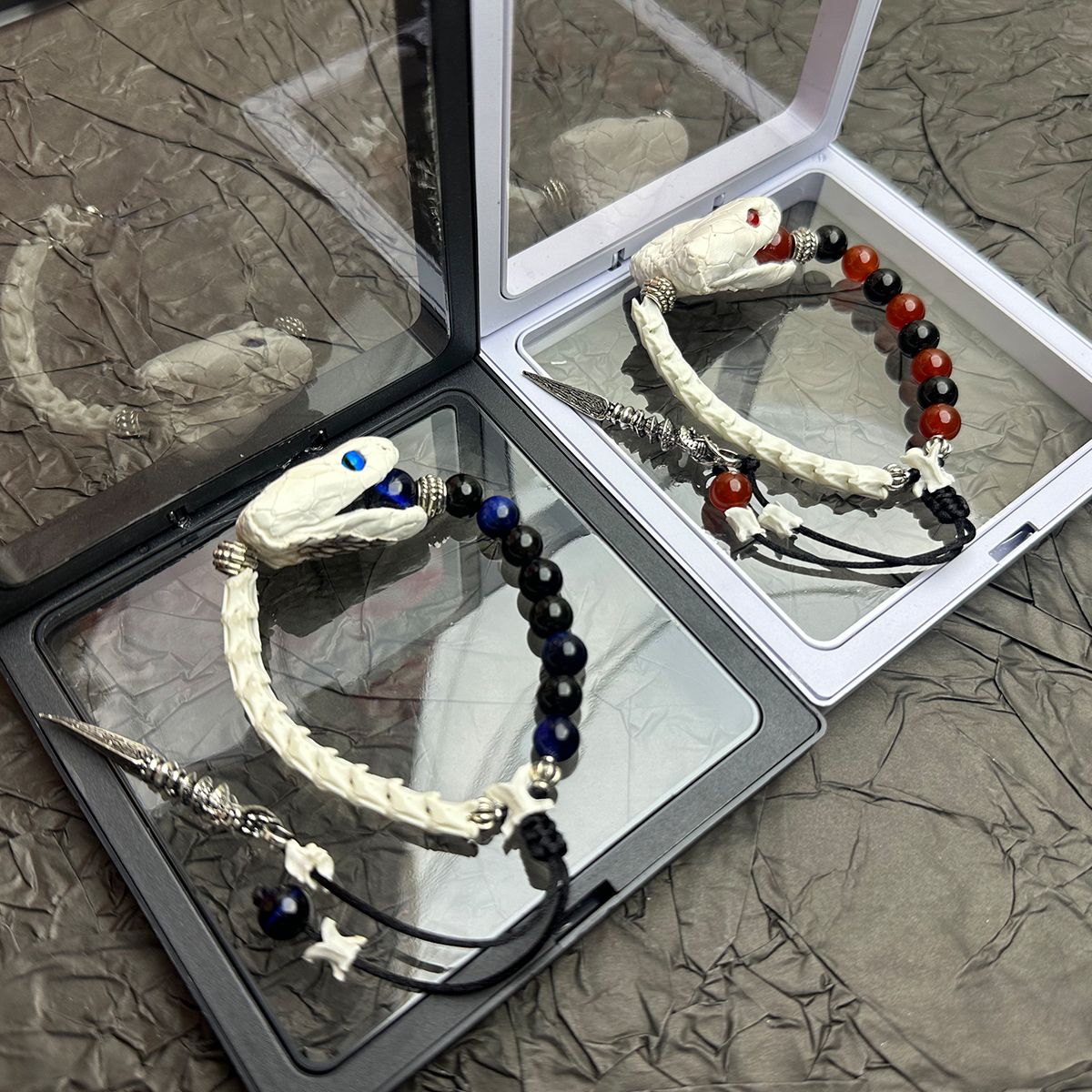 Premium Real Snake Bone Bracelet – Handcrafted Gothic & Tribal Jewelry