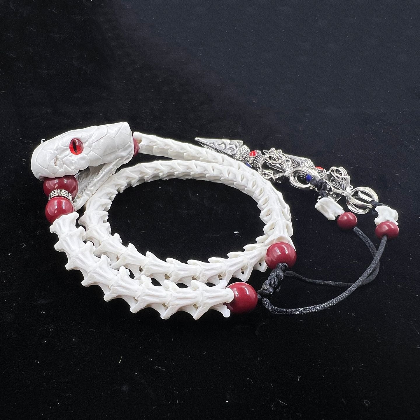 Wild Serpent Bone Bracelet – Real Vertebrae Protection Amulet