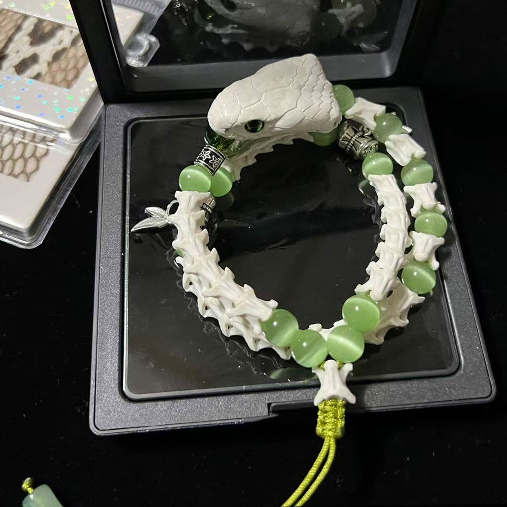 Gothic Real Snake Bone Bracelet – Handmade Serpent Spine Jewelry