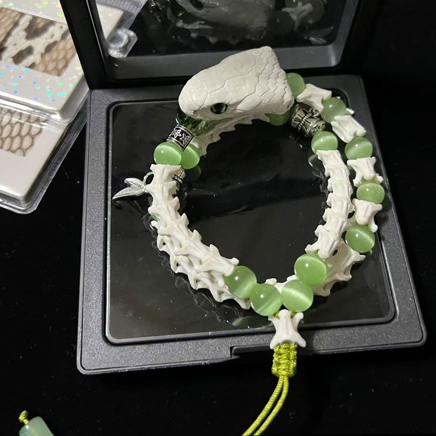 Gothic Real Snake Bone Bracelet – Handmade Serpent Spine Jewelry
