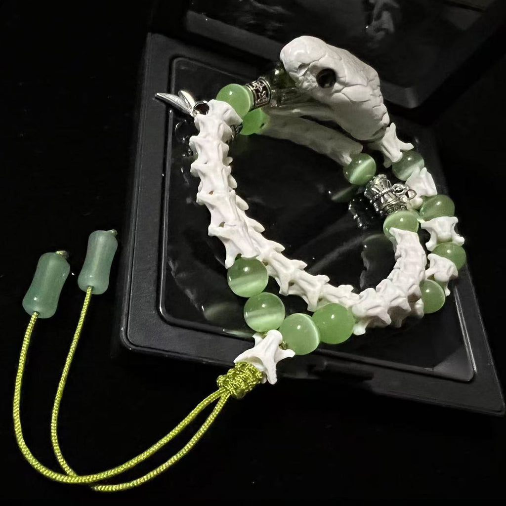 Gothic Real Snake Bone Bracelet – Handmade Serpent Spine Jewelry