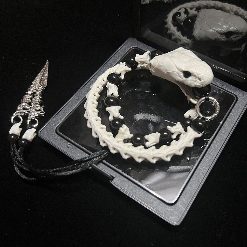 Handmade Real Snake Skeleton Bracelet – Mystical Gothic Gift