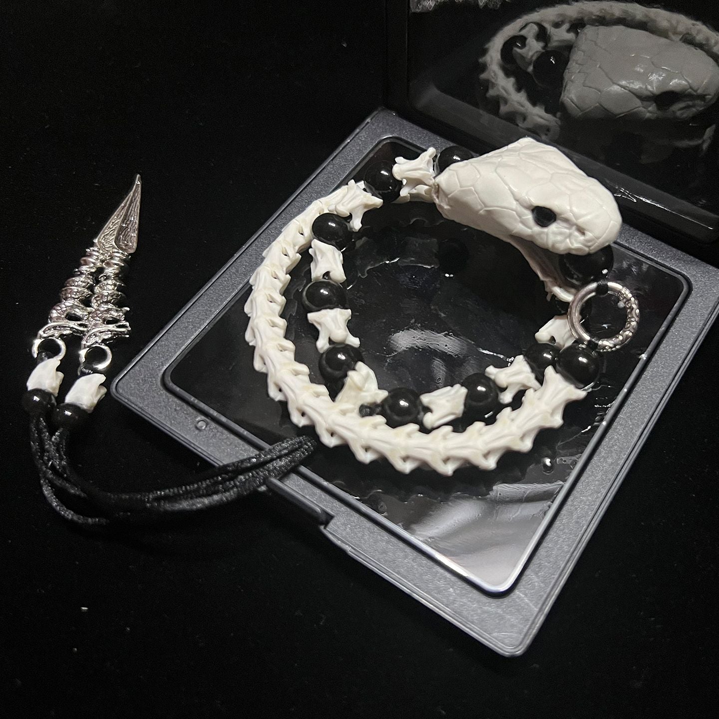 Handmade Real Snake Skeleton Bracelet – Mystical Gothic Gift