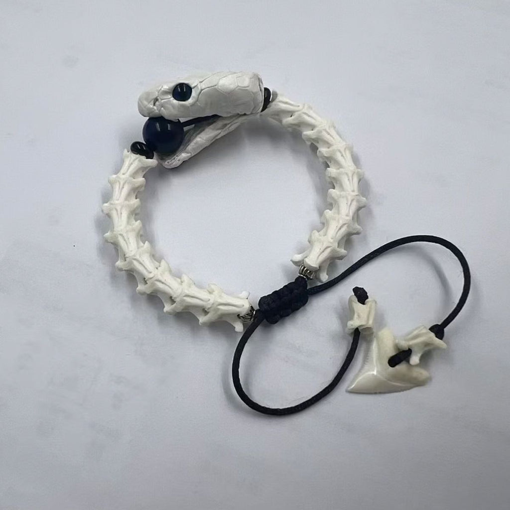 Premium Real Snake Bone Bracelet – Handcrafted Gothic & Tribal Jewelry