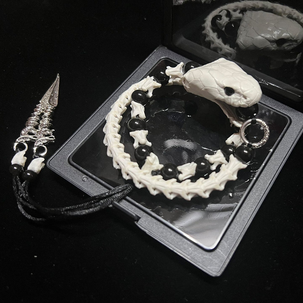 Handmade Real Snake Skeleton Bracelet – Mystical Gothic Gift