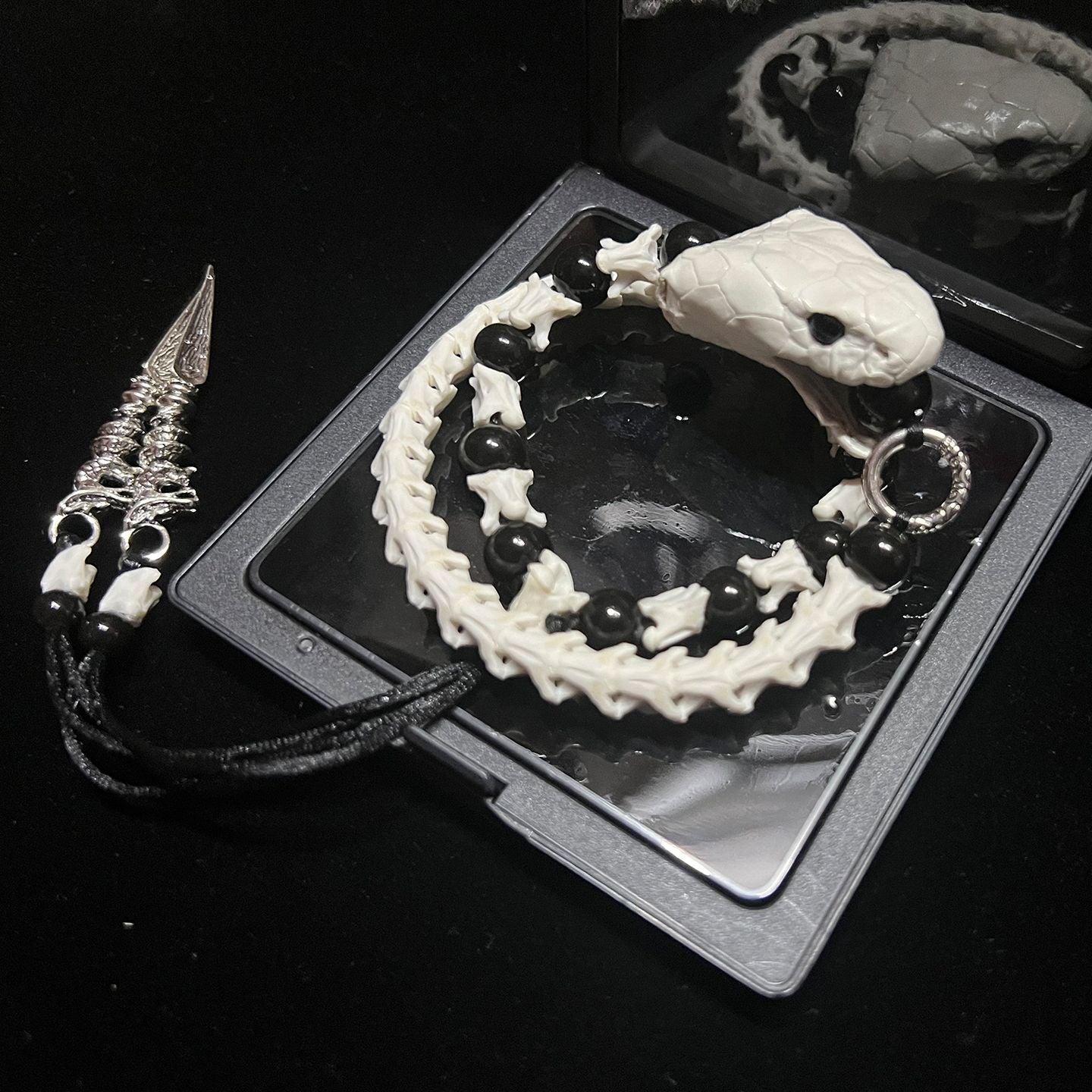 Handmade Real Snake Skeleton Bracelet – Mystical Gothic Gift