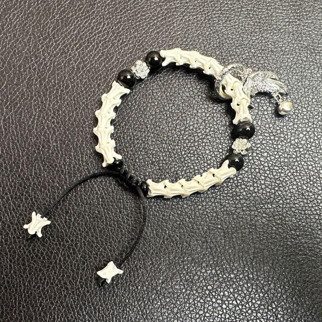 Real Snake Bone Wrap Bracelet with Silver Accents – Spiritual & Gothic Jewelry