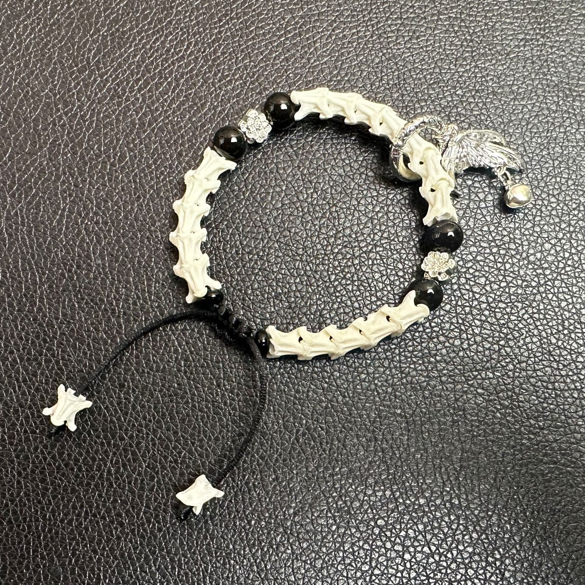 Real Snake Bone Wrap Bracelet with Silver Accents – Spiritual & Gothic Jewelry