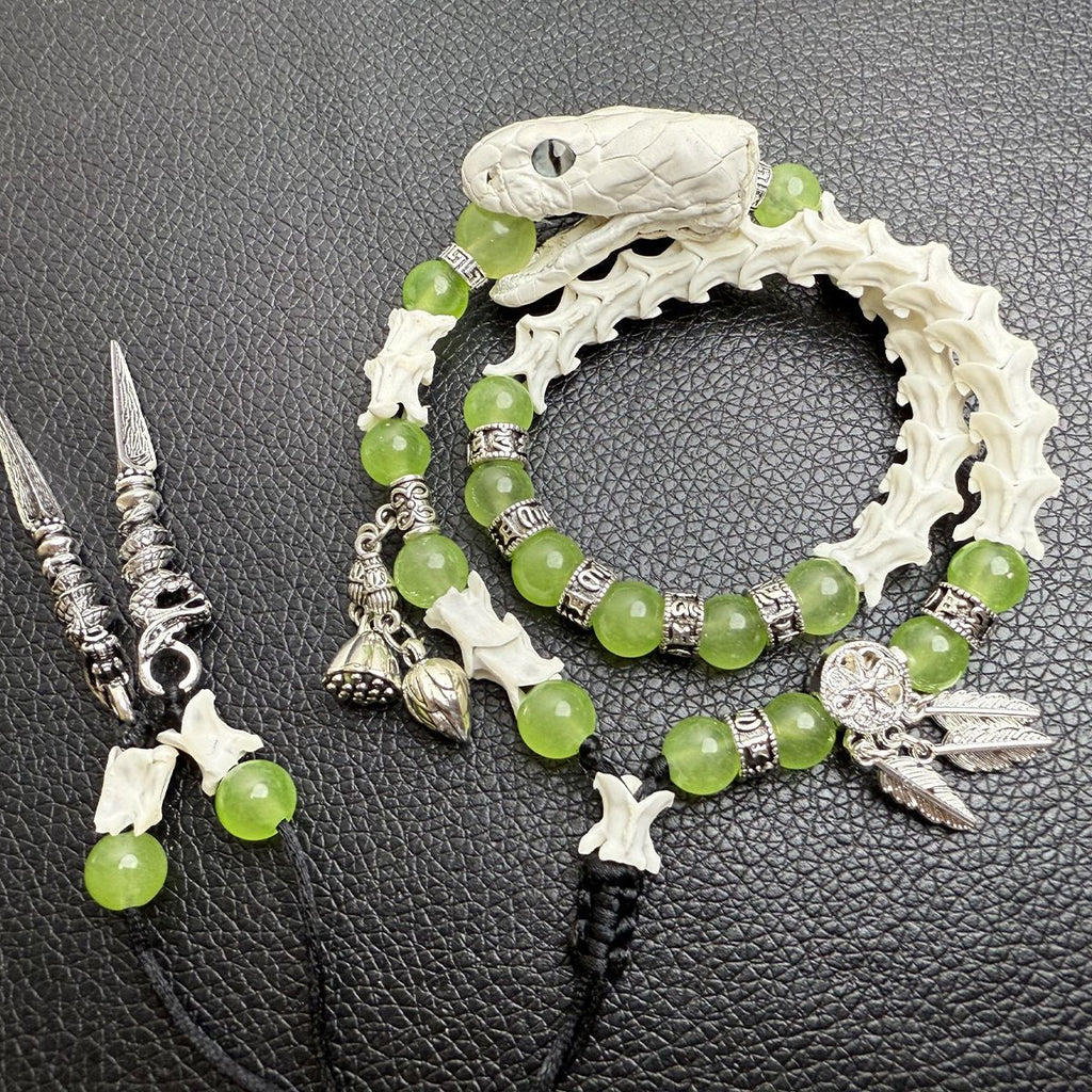 Authentic Snake Bone Wrist Bracelet – Handmade Gothic Statement Piece