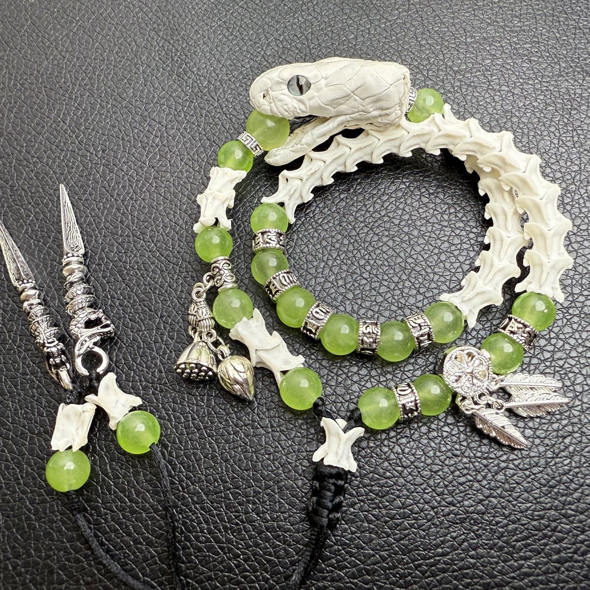 Authentic Snake Bone Wrist Bracelet – Handmade Gothic Statement Piece