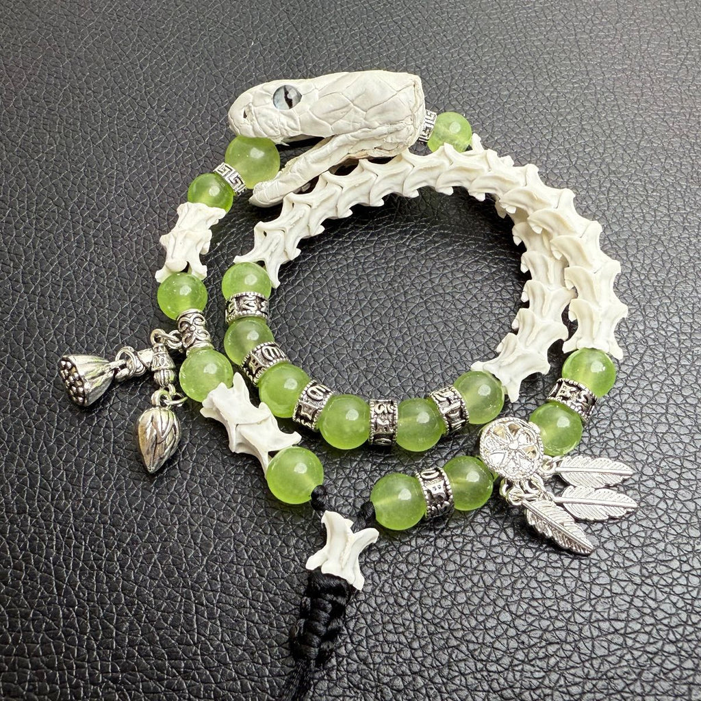 Authentic Snake Bone Wrist Bracelet – Handmade Gothic Statement Piece