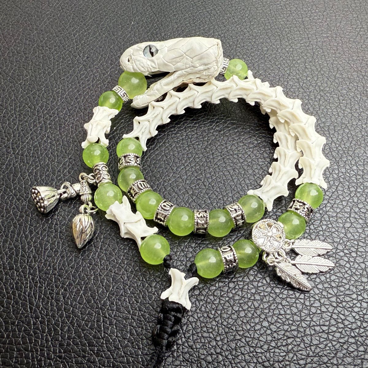 Authentic Snake Bone Wrist Bracelet – Handmade Gothic Statement Piece