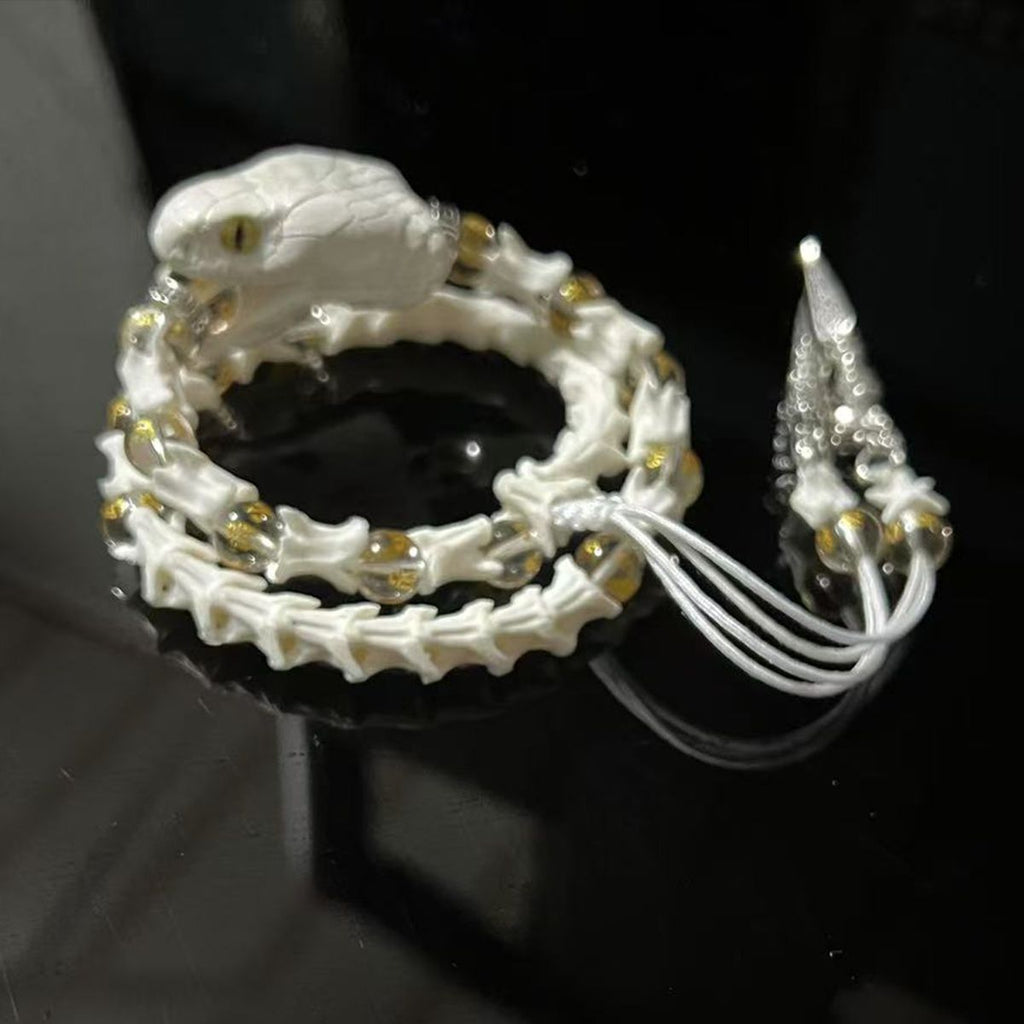 Natural Snake Spine Bracelet with Red Beads – Artisan Bone Jewelry