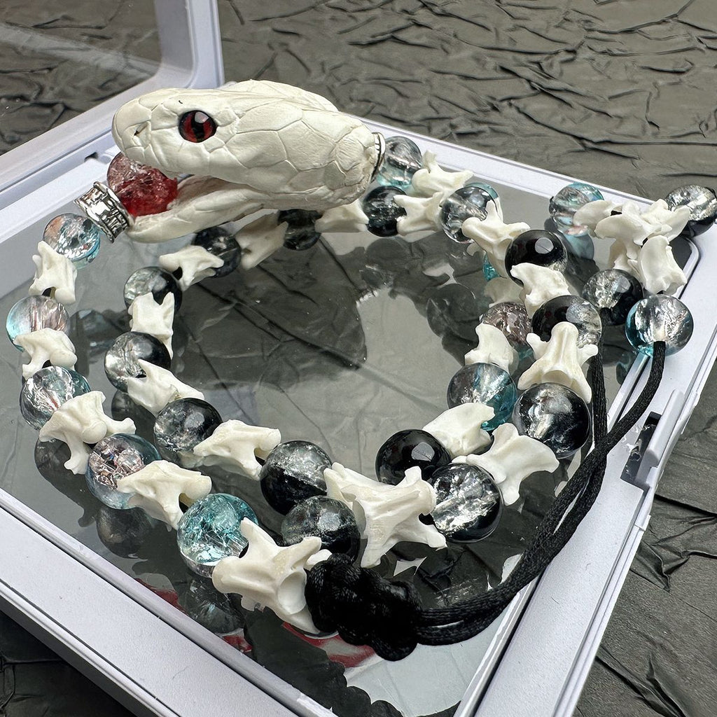 Handcrafted Real Bone Snake Bracelet – Spiritual Protection & Tribal Style