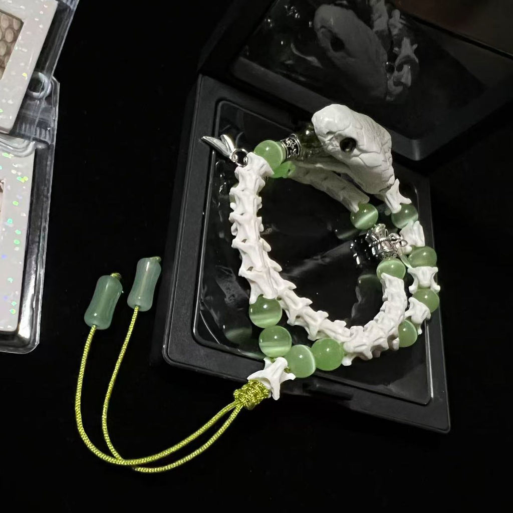 Gothic Real Snake Bone Bracelet – Handmade Serpent Spine Jewelry