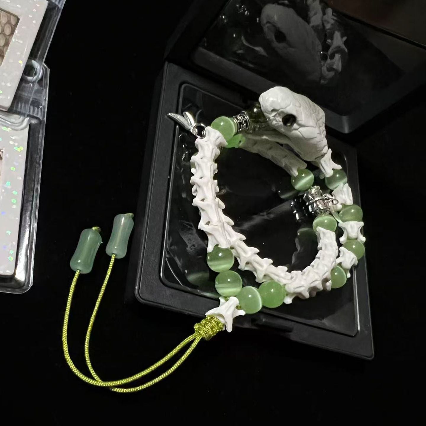 Gothic Real Snake Bone Bracelet – Handmade Serpent Spine Jewelry