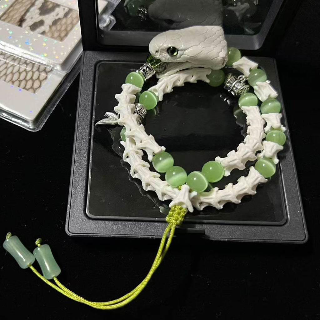 Gothic Real Snake Bone Bracelet – Handmade Serpent Spine Jewelry