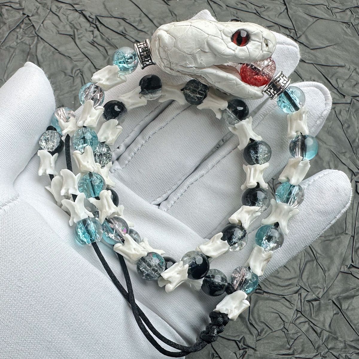 Handcrafted Real Bone Snake Bracelet – Spiritual Protection & Tribal Style