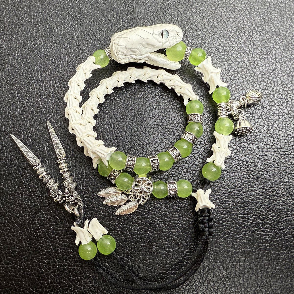 Authentic Snake Bone Wrist Bracelet – Handmade Gothic Statement Piece