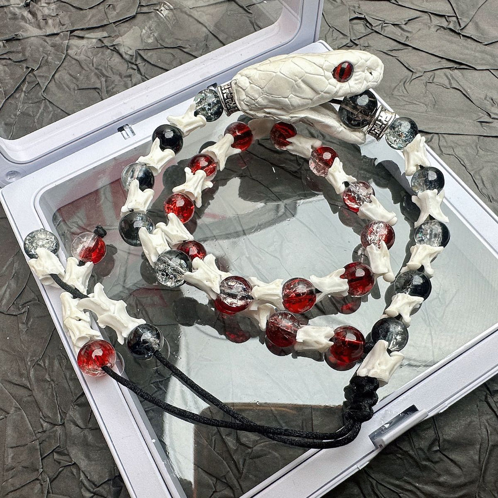 Handcrafted Real Bone Snake Bracelet – Spiritual Protection & Tribal Style