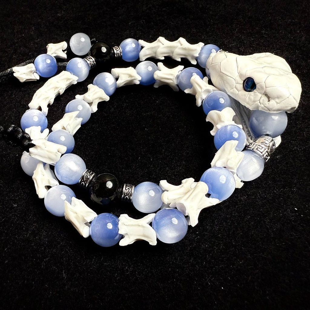 Gothic Real Snake Bone Bracelet – Handmade Serpent Spine Jewelry