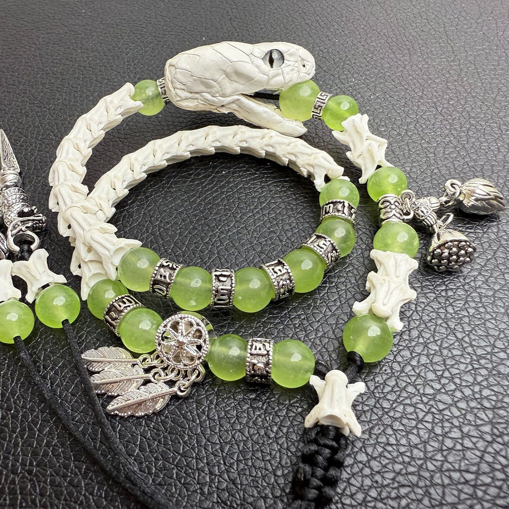 Authentic Snake Bone Wrist Bracelet – Handmade Gothic Statement Piece