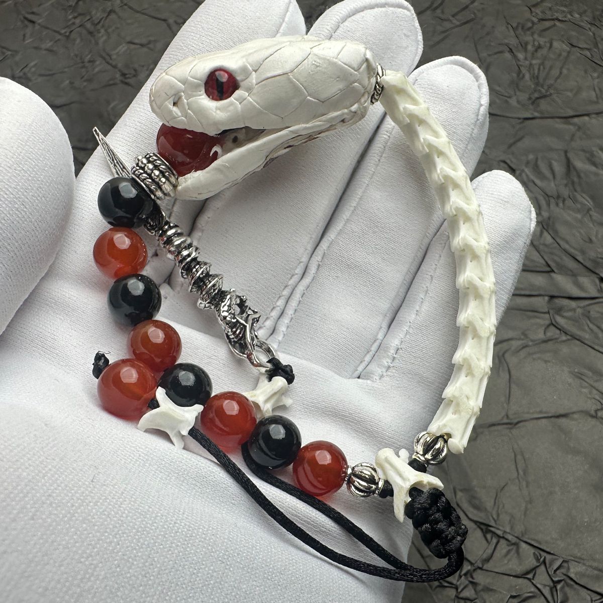 Premium Real Snake Bone Bracelet – Handcrafted Gothic & Tribal Jewelry