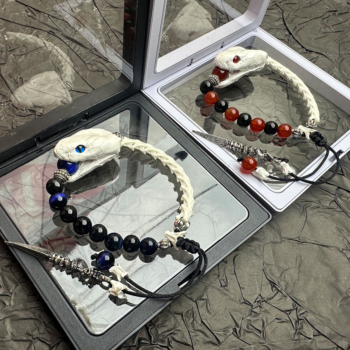 Premium Real Snake Bone Bracelet – Handcrafted Gothic & Tribal Jewelry