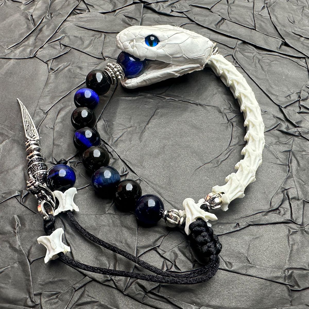 Premium Real Snake Bone Bracelet – Handcrafted Gothic & Tribal Jewelry