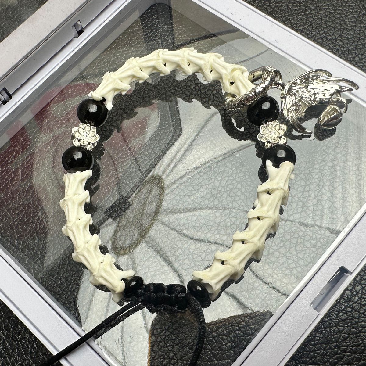 Real Snake Bone Wrap Bracelet with Silver Accents – Spiritual & Gothic Jewelry