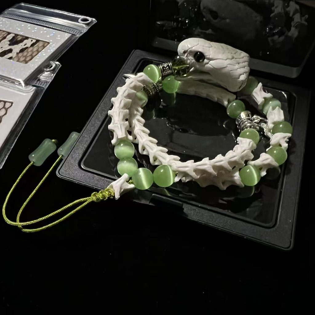Gothic Real Snake Bone Bracelet – Handmade Serpent Spine Jewelry