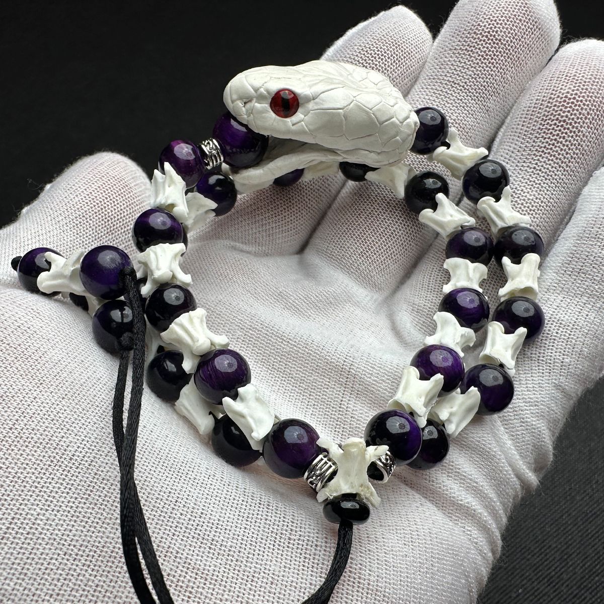 Genuine Snake Skeleton Bracelet – Unique Gothic Animal Bone Jewelry