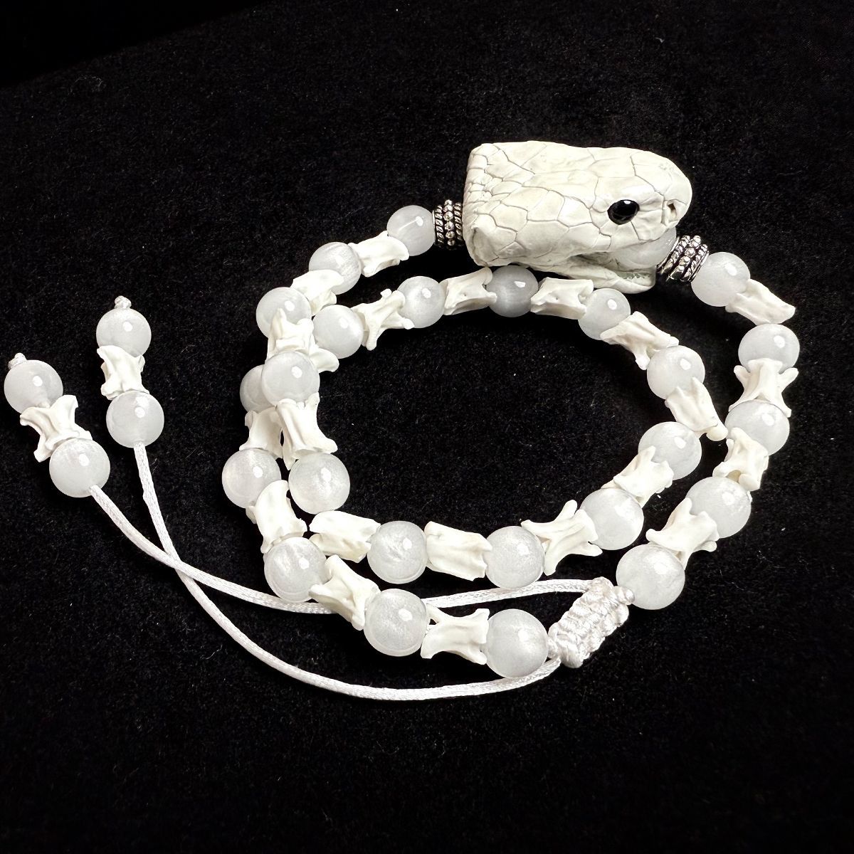 Handcrafted Real Bone Snake Bracelet – Spiritual Protection & Tribal Style