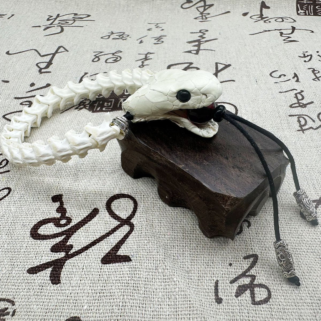 Handcrafted Real Snake Bone Bracelet with Natural Vertebrae & Beads