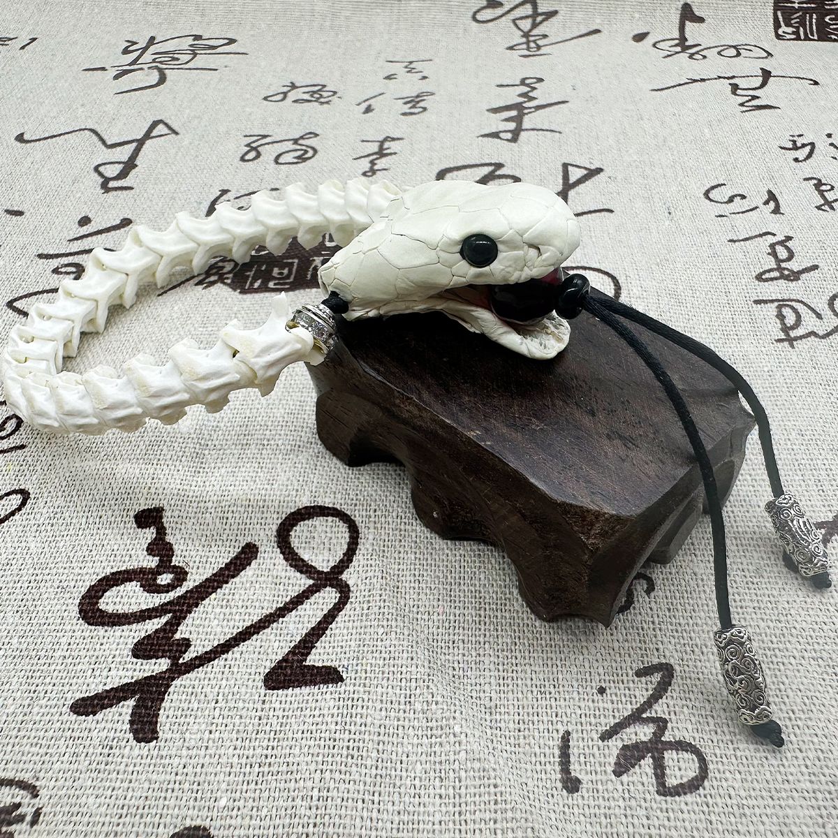 Handcrafted Real Snake Bone Bracelet with Natural Vertebrae & Beads